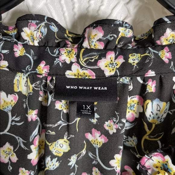 Who What Wear Black Floral Sleeveless Button Tie Waist Maxi Dress - Picture 3 of 11